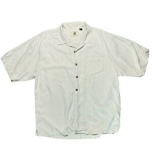 Eagle Dry Goods Co Silk Button Front Shirt Cream Short Sleeve Size XL